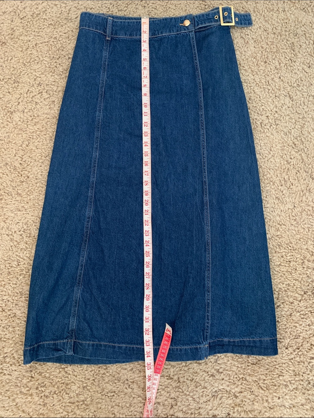 Zara Dark Blue Wrap Denim Midi Skirt - Picture 8 of 8